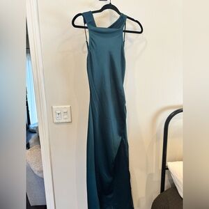 Elegant Teal Cocktail Dress, Satin, Medium